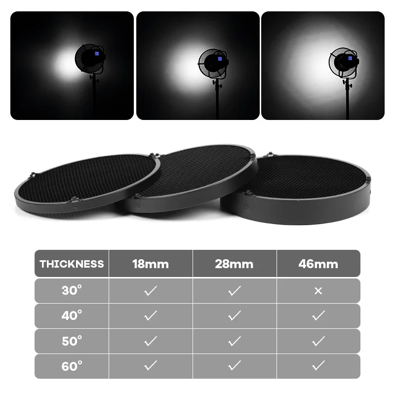 28cm 30 40 50 60 Degree Honeyc - огляд і ціна Honeycomb Grid Filter