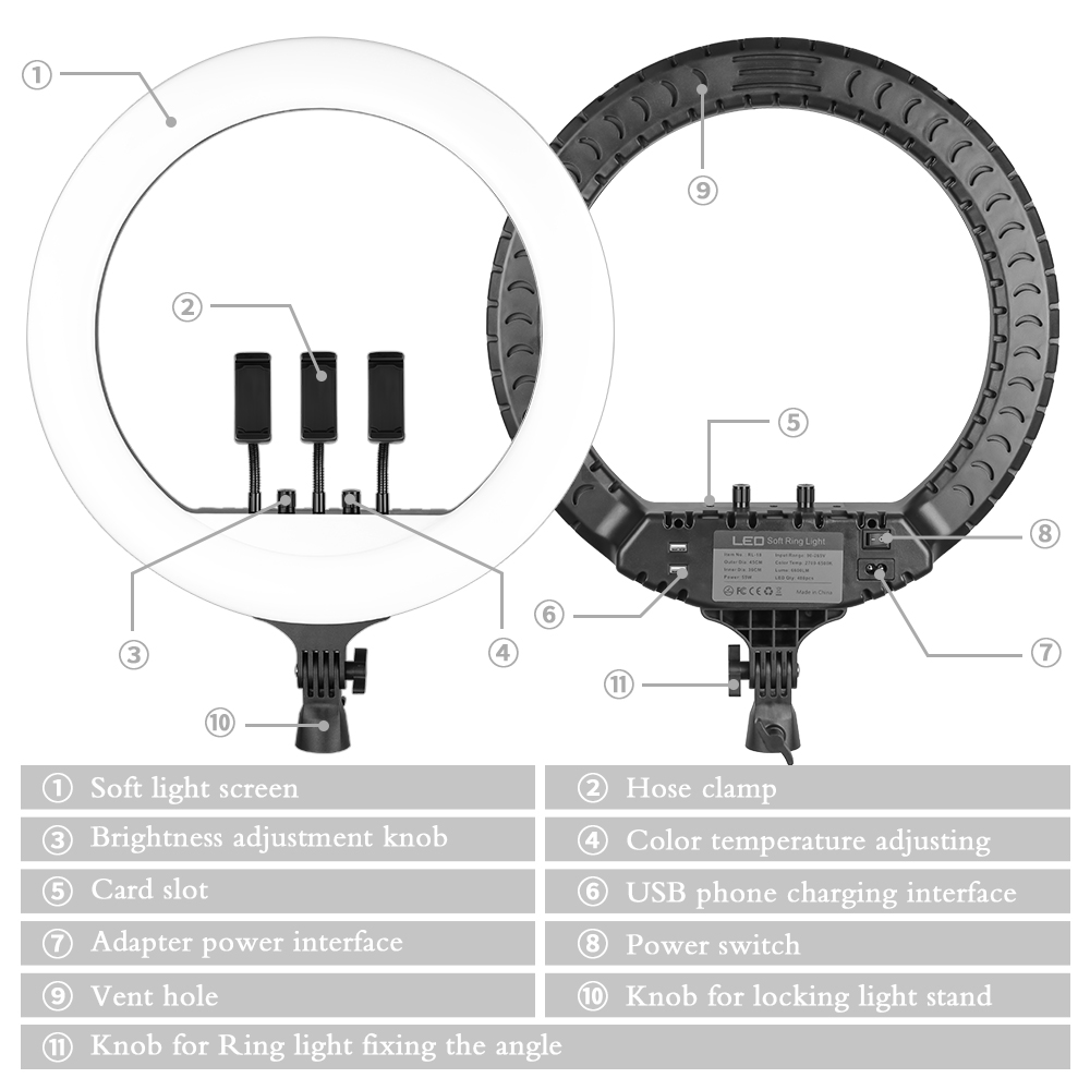 SH 18 Inch Knob Ring Light LED - огляд і ціна Photography Lighting Circle