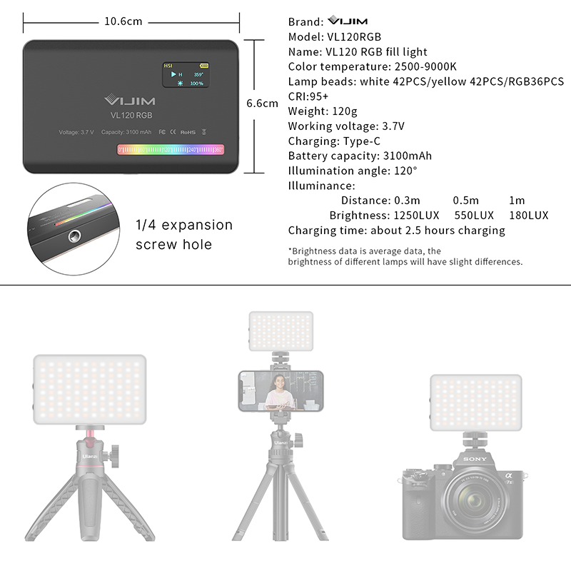 Ulanzi VL120 RGB Camera Video  - огляд і ціна Photography Lighting System